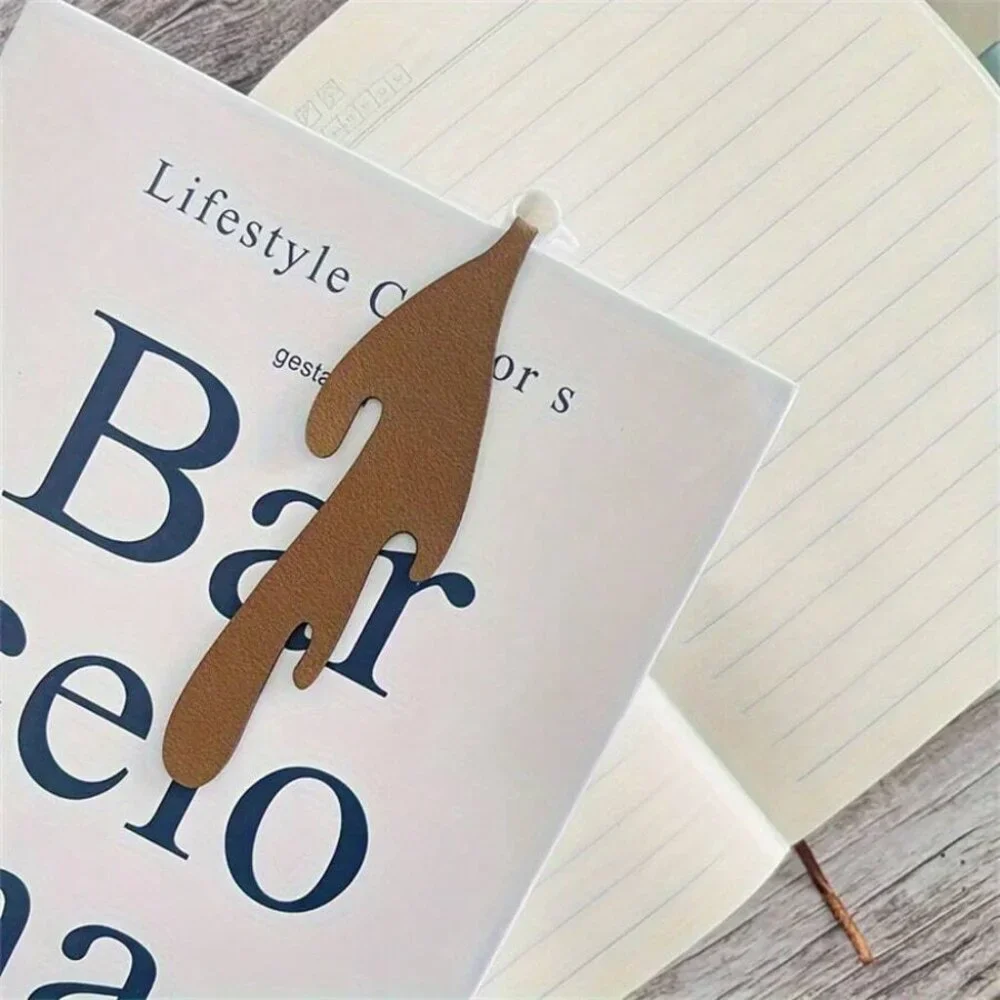1pc Creative Spilled Coffee Cup Bookmark Pu Leather Perfect For Daily Office Use